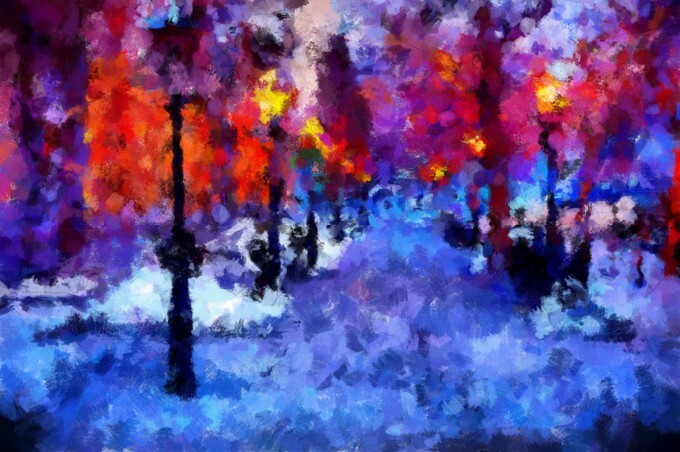 Watercolor impressionistic city